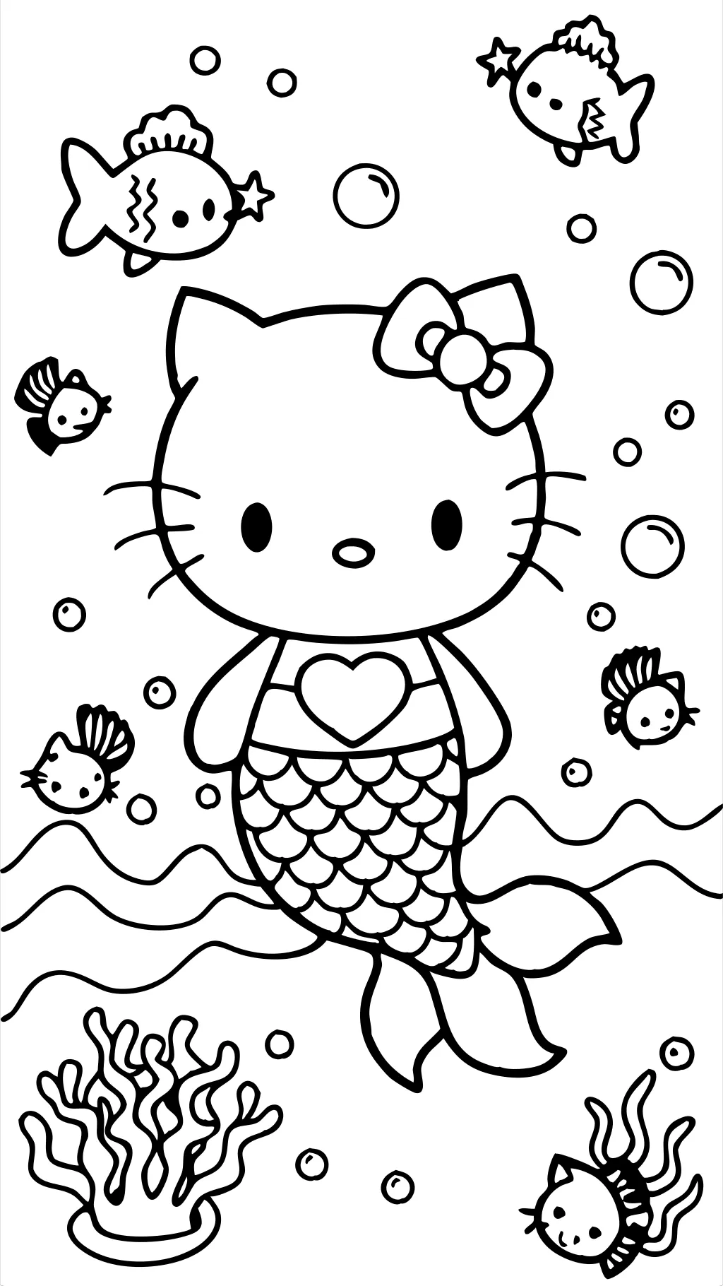 hello kitty mermaid coloring pages